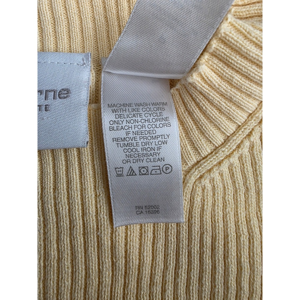 VTG Liz Claiborne Lizsport Yellow Ribbed Short Sleeve Cotton Sweater Wm‎ Sz PM - Picture 4 of 9